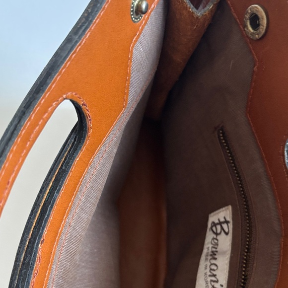 Berman's 80's Elegant Brown Leather Handbag - Picture 5 of 7